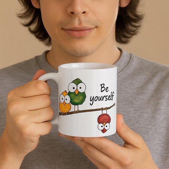 Κούπα “Be Yourself” με πολύχρωμα πουλάκια