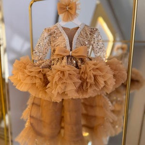 Elegant Sequin and Tulle Ruffle Party Dress for Girls with Matching Headband - Perfect for Special Occasions, Birthdays Celebrations