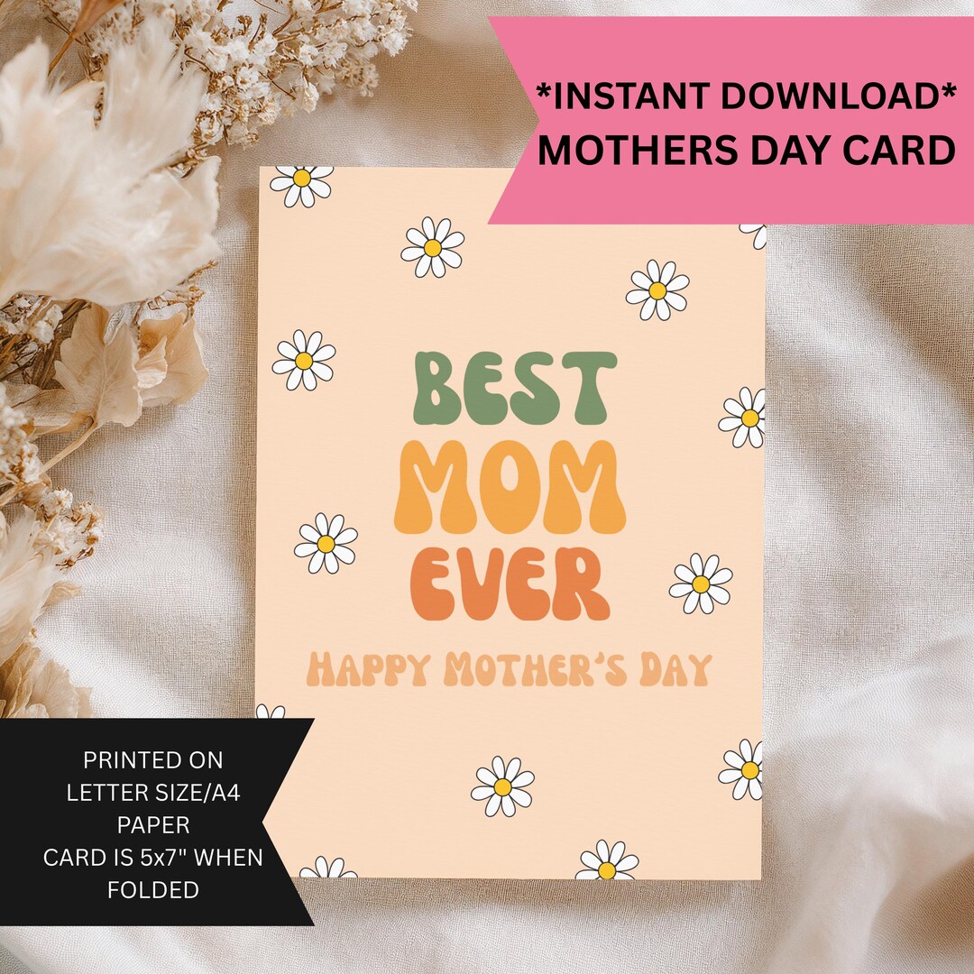 Printable Mother’s Day Card for Mom Happy Mothers Day DIY Greeting ...
