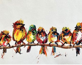 Custom Bird Family Portrait, Personalised Bird Illustration, Watercolour and Ink Painting, Up to 5 Birds, Unique Gift, Custom Animal Art