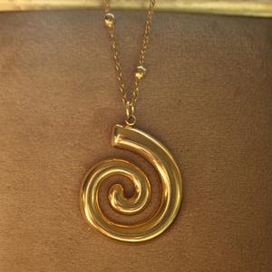 Gold Spiral Necklace, Spiral Pendant Necklace, 18K Gold Necklace, Minimalist Gold Necklace, Handmade Spiral Necklace, Waterproof Necklace