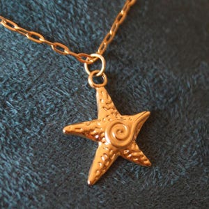 Gold Seastar Necklace, Starfish Pendant, Beach Jewelry, Sea Star Necklace, Gold Starfish Pendant, Beach Lover Jewelry, Handmade Necklace