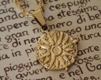 Vergina Sun Necklace, Gold Sun Necklace, Protective Amulet, Ancient Symbol Necklace, Macedonian Sun Pendant, Greek Mythology Jewelry