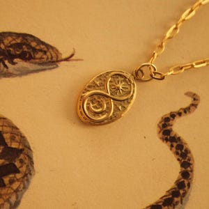 Ouroboros Snake Necklace, Gold Ouroboros Necklace, Dainty Ouroboros Necklace Sun and Moon, Snake Pendant Ouroboros Charm Serpent Eating Tail