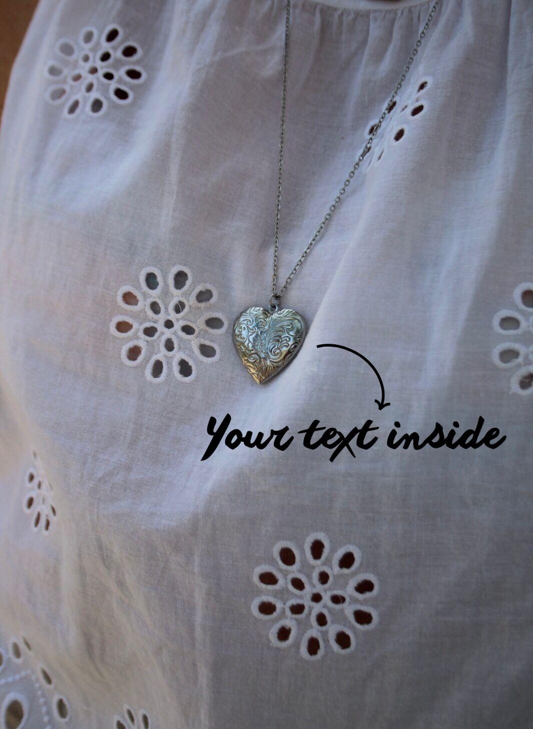 Custom Engraved Heart Locket Necklace, Stainless Steel Locket, Openable ...