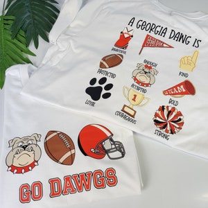 Georgia Bulldogs Game Day Shirt - Go Dawgs Football T-Shirt for Him or Her - UGA Dawg Is  Graphic Crewneck Tee Front & Back