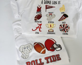 Alabama Game Day Shirt - Roll Tide University Football T-Shirt for Him or Her - UA Bama Fan Is  Graphic Crewneck Tee Front & Back