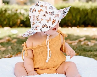 Cappellino Da Sole Neonata UPF 50+ - Cappello Da Pescatore Con Sottogola, Cotone, Estate