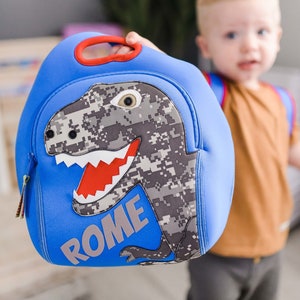 Sac à dos dinosaure personnalisé et boîte à lunch | Cartable avec prénom pour la rentrée