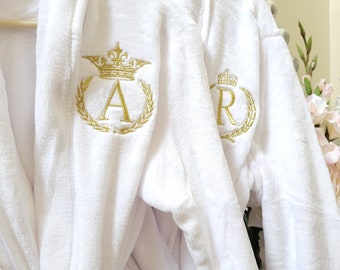 Personalized Wedding Gift - Monogrammed Plush  Bathrobe Set - Couples Gift Box - Personalized Bath Robe Set - Honeymoon Gift