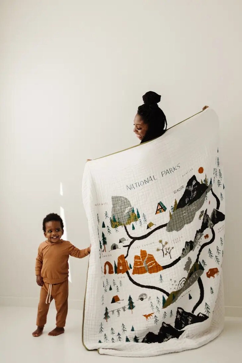 National Parks Cotton Muslin Throw for Kids Baby and Toddler Quilt Blanket Swaddle Baby Shower Gift for Girl or Boy image 1
