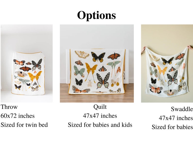 Personalized Butterfly Cotton Muslin Throw for Kids Family Tree Quilt Group Name Quilt Baby and Toddler Quilt Blanket Swaddle image 7