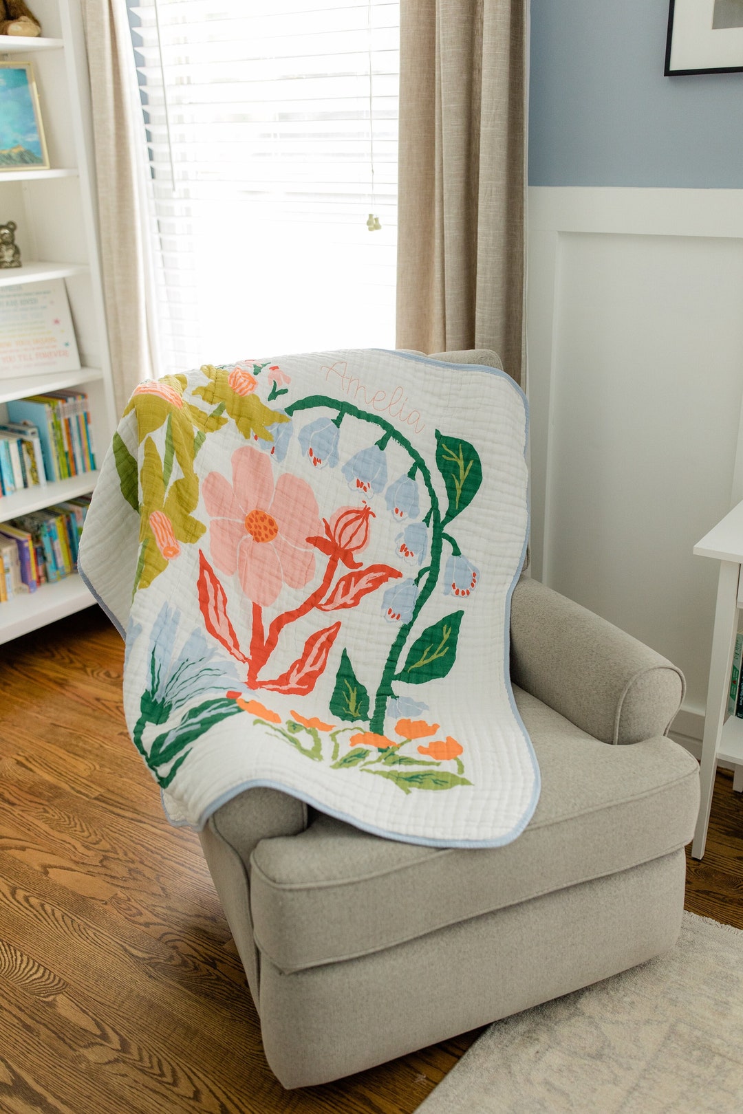 Cottage Garden Cotton Muslin Baby Quilt for Kids Baby and Toddler Quilt