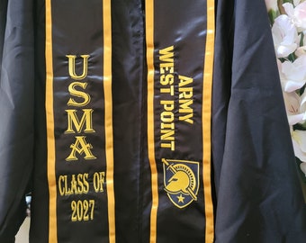 Military Graduation Stole | Design Your Own Custom Embroidered Satin Graduation Stole | Navy Army Marines Air Force Graduation