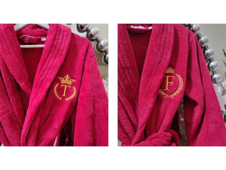 Personalized Men's Women's Plush Robe Monogrammed Bathrobe with King Crown Queen Crown Mother's Day Father's Day Gift Bridal Robe image 5