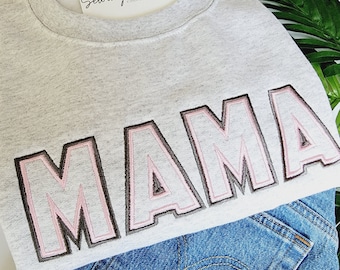 Mama Nana Embroidered Crewneck Sweatshirt Tshirt - Mom Mother's Day Gift