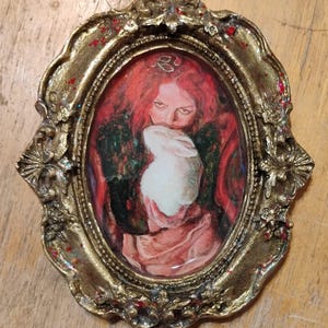 Miniature Oval Framed Print "Red Maiya" 3.75" x 4.75"