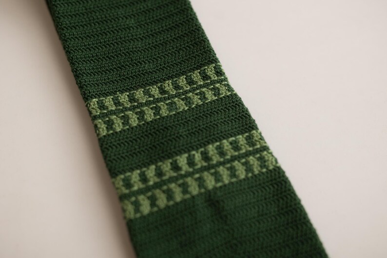 Tailored Crochet Wedding Tie in Cotton with Cupro Lining – Vichy-striped Motif – Custom Colours, Sustainable Handmade Craft image 11