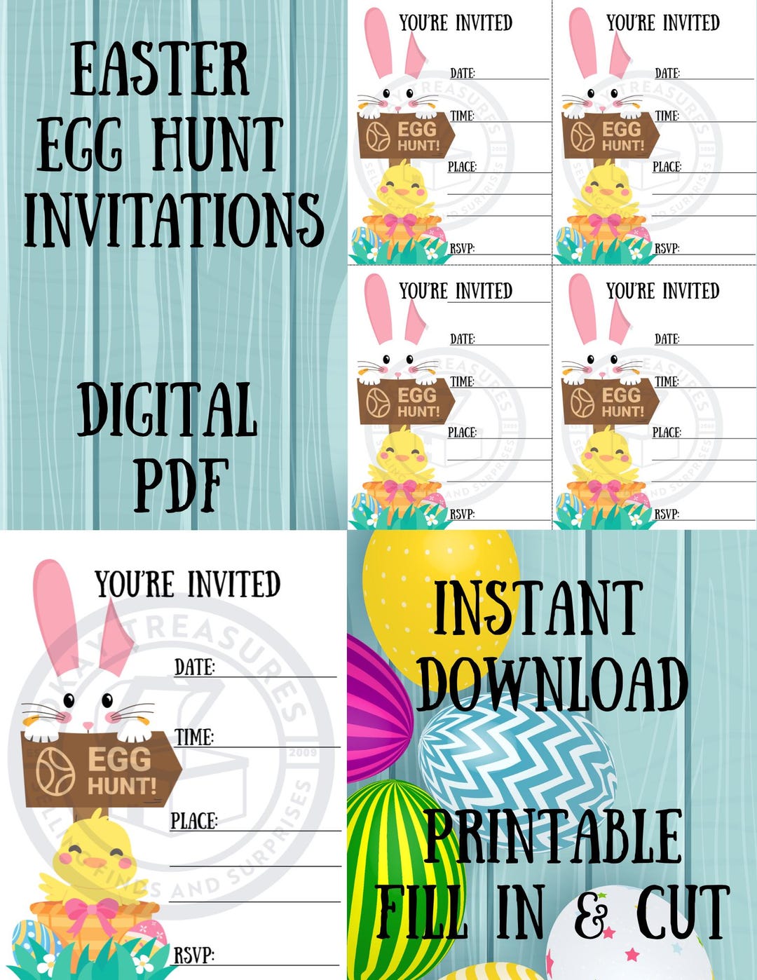Printable Easter Egg Hunt Invitation – Fill-in-the-blank Easter Party ...