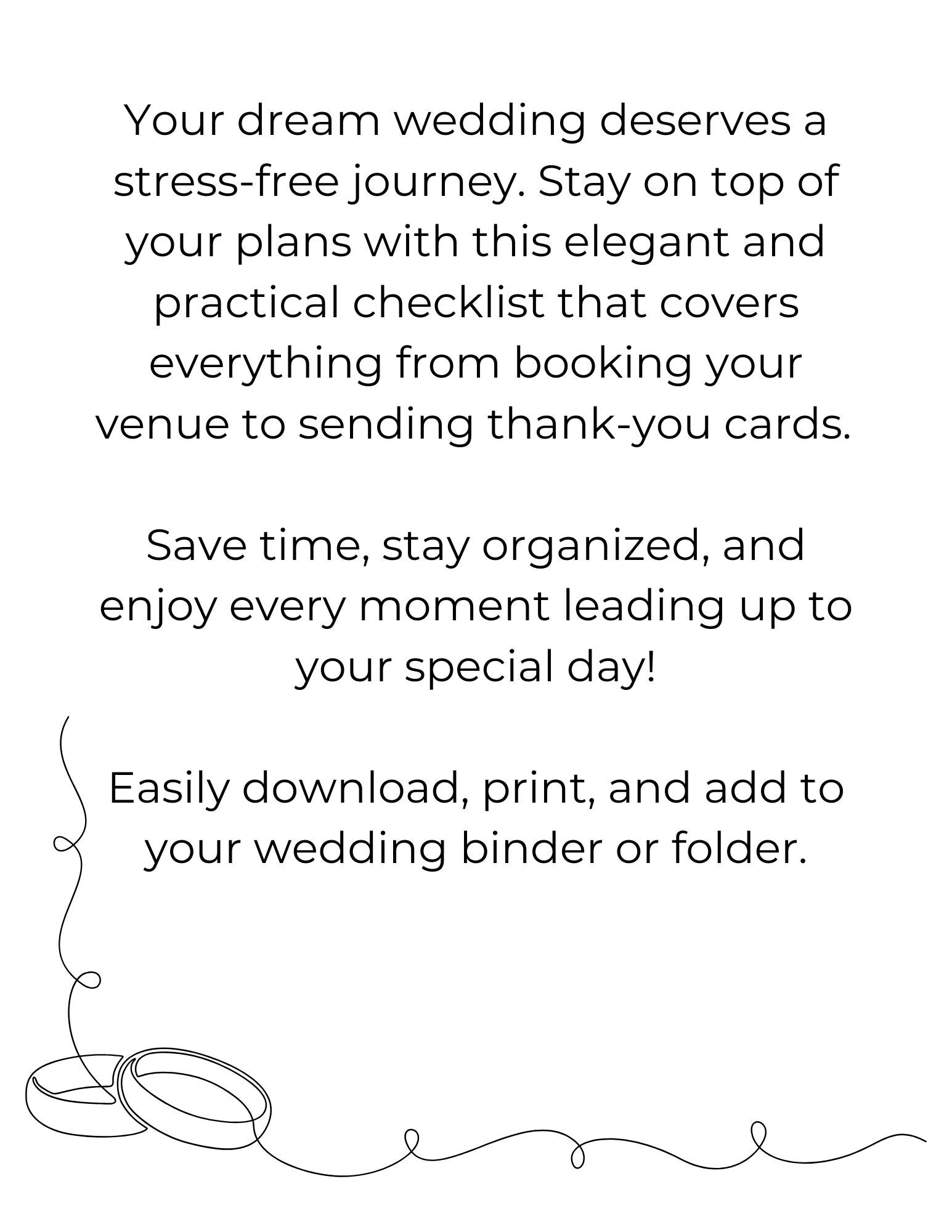 Elegant Wedding Checklist Printable Planner for Brides &amp; Grooms ...