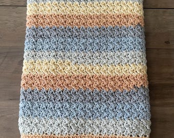 Hand Crocheted Baby Blanket / Afghan - Comfy Cotton Blend - Lap Blanket