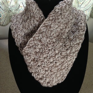 Woman&#39;s Crocheted Neckwarmer in Shimmery Shades of Beige or Black