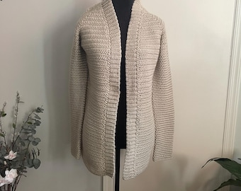 Hand Crocheted Woman’s Cardigan / Sweater in Beige