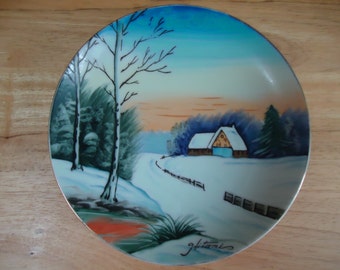 Vintage Hitomi Winter Scene Collectors Plate