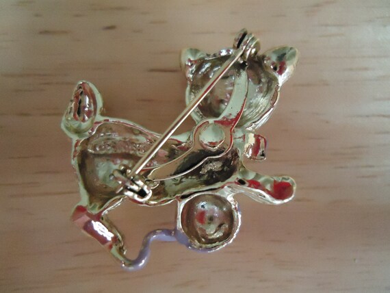 Vintage Gold Tone Cat Brooch - Cat Pin - image 3