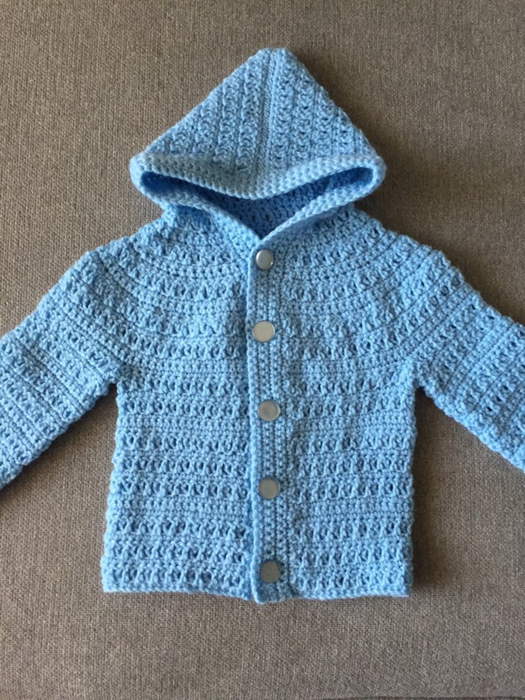 Handmade Baby Boys Hooded Cardigan in Blue Etsy