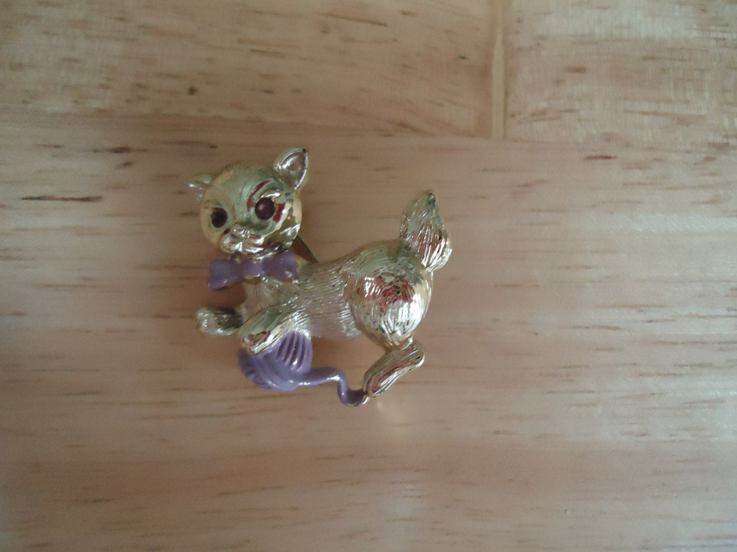 Vintage Gold Tone Cat Brooch Cat Pin | Etsy
