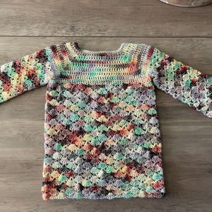 Hand Crocheted Baby Girl’s Dress in Multi Colors 12-24 Months