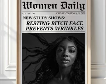 trendy wall art newspaper print dorm decor | y2k room decor | aesthetic wall art | inspirational quote print office wall art apartment decor