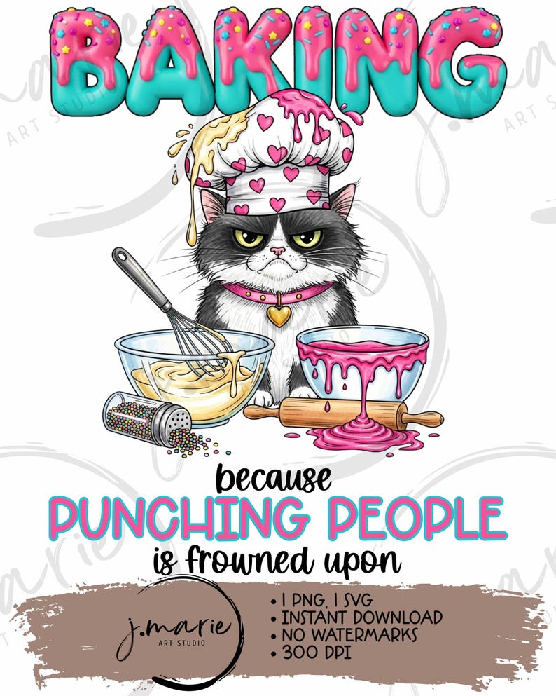 Grumpy Baking Grumpy Cat Baker PNG SVG, Funny