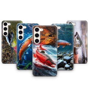 Custodia per telefono Samsung Royal Salmon con motivo a pesce, per Samsung Galaxy S25, S24, S23, S22, S21, S20, Z Fold5, Z Flip6, custodia posteriore per telefono Angler.