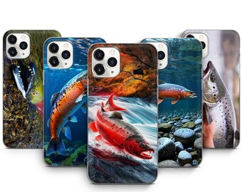 Capa de iPhone rosa salmão, pescador, capa de celular para iPhone 16 Pro Max, 15 Pro, 14 Plus, 13, 12, 11, X, XS, SE2022, SE2020, 8+, 7+, 6S