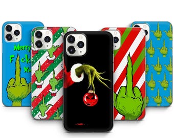 Capa de celular com dedo médio, desenho animado de Natal roubado, capa para iPhone 17 ProMax 16Pro 15 Plus 14 13 Mini 12 11 X XS e Pixel 10ProXL 9 Pro 8