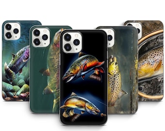 Capa de celular com estampa de truta para iPhone 16 Pro Max 15, 14, 13, 12, 11, X, XS, SE2022, SE2020, 8+, 7+, 6S