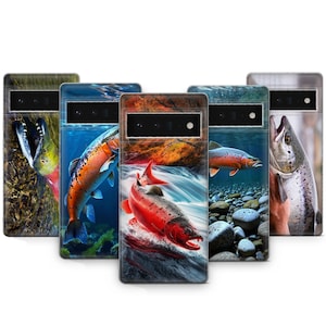 Custodia per telefono a forma di salmone, modello Angler Fishing, per Google Pixel 9 Pro XL 8 Pro 7 6 5 4 3, Samsung Galaxy S25 Ultra S24 Pro S23 Plus S22 S21 S20