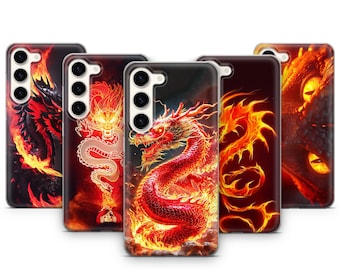 Funda para teléfono Fire Dragon, juego de fantasía, bestia, compatible con Samsung Galaxy S26 Ultra, S25 FE, S24 Plus, S23, S22, S21, S20, A17, A16, A26, A37, A36, A55 y A57.