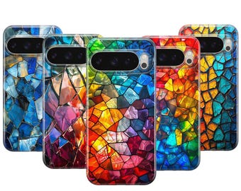 Stained Glass Mosaic Phone Case Shards Cover For Google Pixel 10 ProXL 9 Pro 8 7 Samsung Galaxy Cases S25 S24 S23 S22 S21 S20 Ultra Plus
