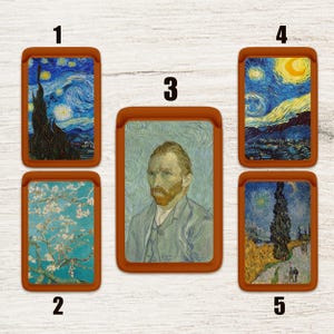 Estuche organizador magnético MagSafe de cuero con diseño de pinturas famosas de Vincent Van Gogh, tarjetero para teléfono en la parte trasera, personalizado.