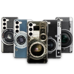 Custodia per telefono con obiettivo per fotocamera retrò vintage per Samsung Galaxy S25, S24, S23, S22, S21, S20, Z Fold5, Z Flip6, cover posteriore