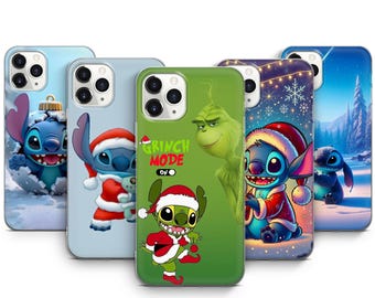 Capa de celular infantil Stich com desenho da Disney para iPhone 17Pro Max, 16Pro, 15 Plus, 14, 13 Mini, 12, 11, X, XS e Pixel 10Pro XL, 9 Pro, 8