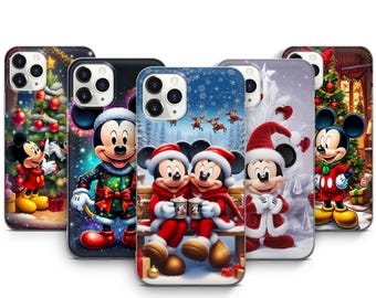 Capa de Natal para celular Disney Mickey para iPhone 17 Pro Max, 16 Pro, 15 Plus, 14, 13 Mini, 12, 11, X, XS e Pixel, 10 Pro XL, 9 Pro e 8.