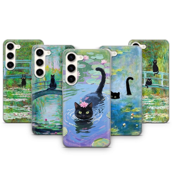 Cat Meme Monet Phone Case Water Lily Parody Case For Samsung Galaxy S26 Ultra S25 FE S24 Plus S23 S22 S21 S20 A17 A16 A26 A37 A36 A55 A57