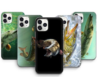 Capa de telefone de lúcio gigante de pesca para iPhone 16 Pro Max 15, 14, 13, 12, 11, X, XS, SE2022, SE2020, 8+, 7+, 6S