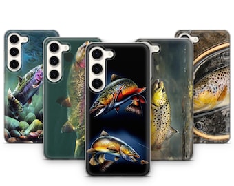 Capa de celular para pesca de truta arco-íris para Samsung Galaxy S25, S24, S23, S22, S21, S20, Z Fold5, Z Flip6, capa traseira
