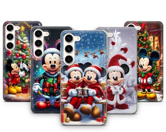 Capa de Natal da Disney para celular, capa de Natal do Mickey para Samsung Galaxy S26 Ultra S25 FE S24 Plus S23 S22 S21 S20 A17 A16 A26 A37 A36 A55 A57