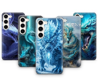 Funda para teléfono Ice Dragon, juego de fantasía, bestia, compatible con Samsung Galaxy S26 Ultra, S25 FE, S24 Plus, S23, S22, S21, S20, A17, A16, A26, A37, A36, A55 y A57.